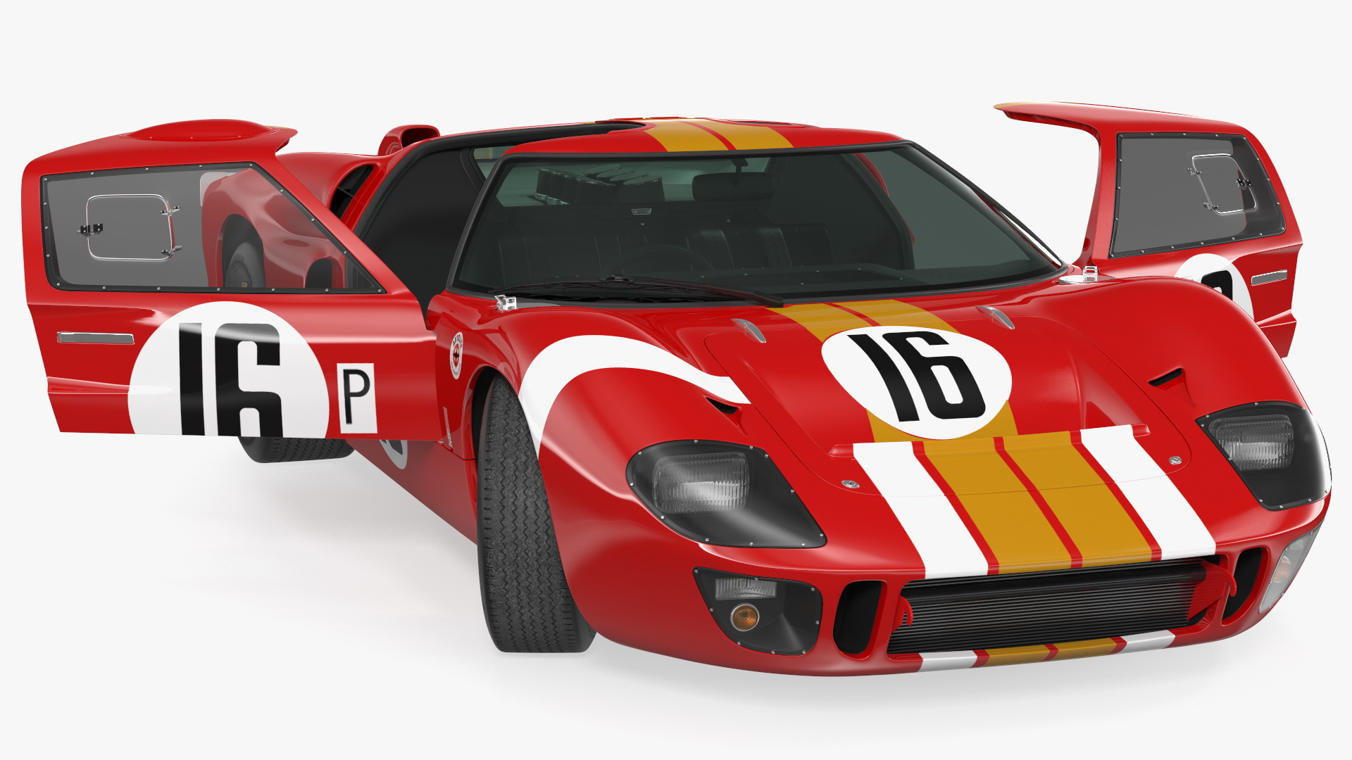 3D Ford GT40 Racing Car Red Rigged