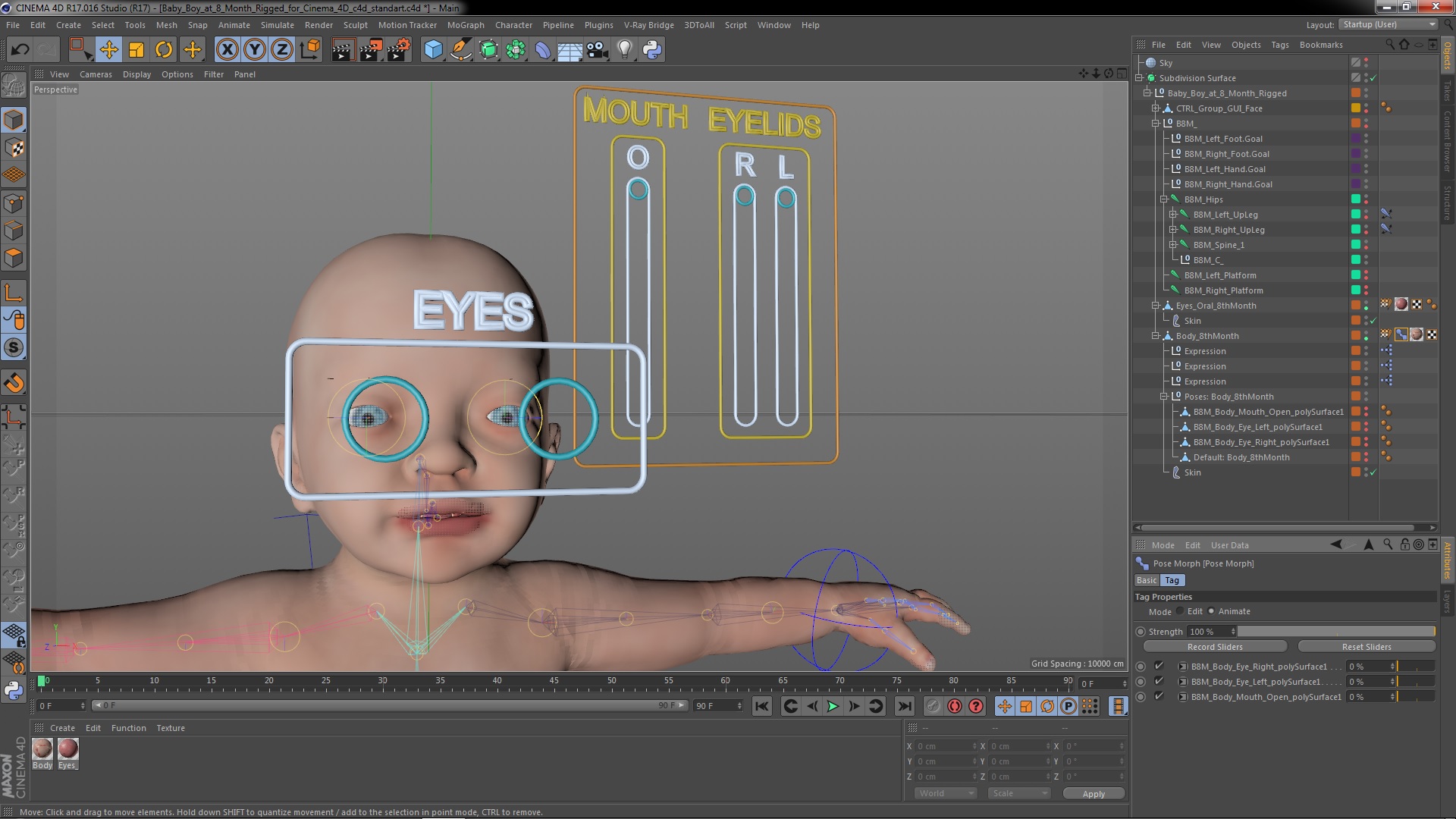 3D model Baby Boy at 8 Month Rigged for Cinema 4D