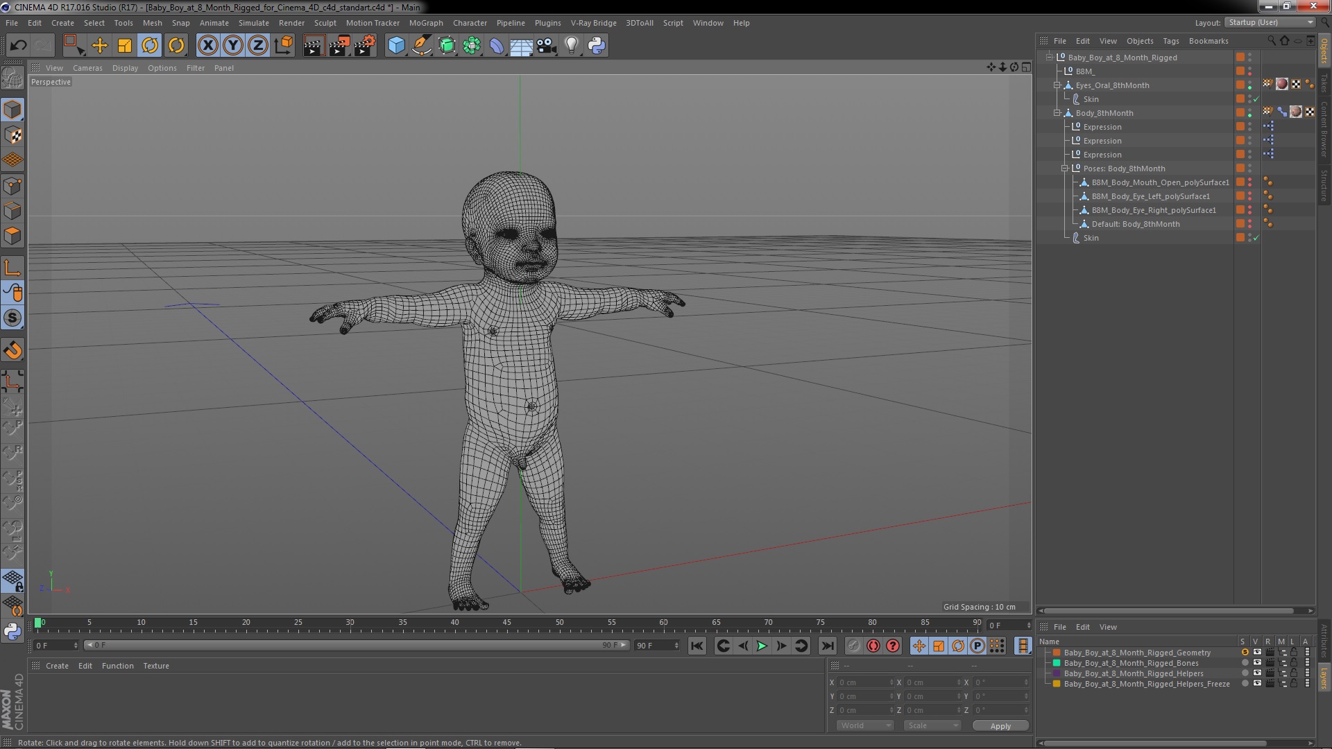 3D model Baby Boy at 8 Month Rigged for Cinema 4D