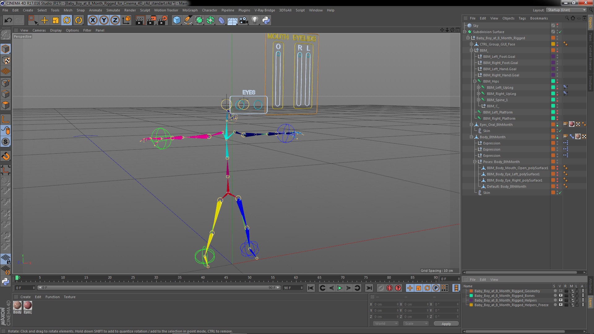 3D model Baby Boy at 8 Month Rigged for Cinema 4D