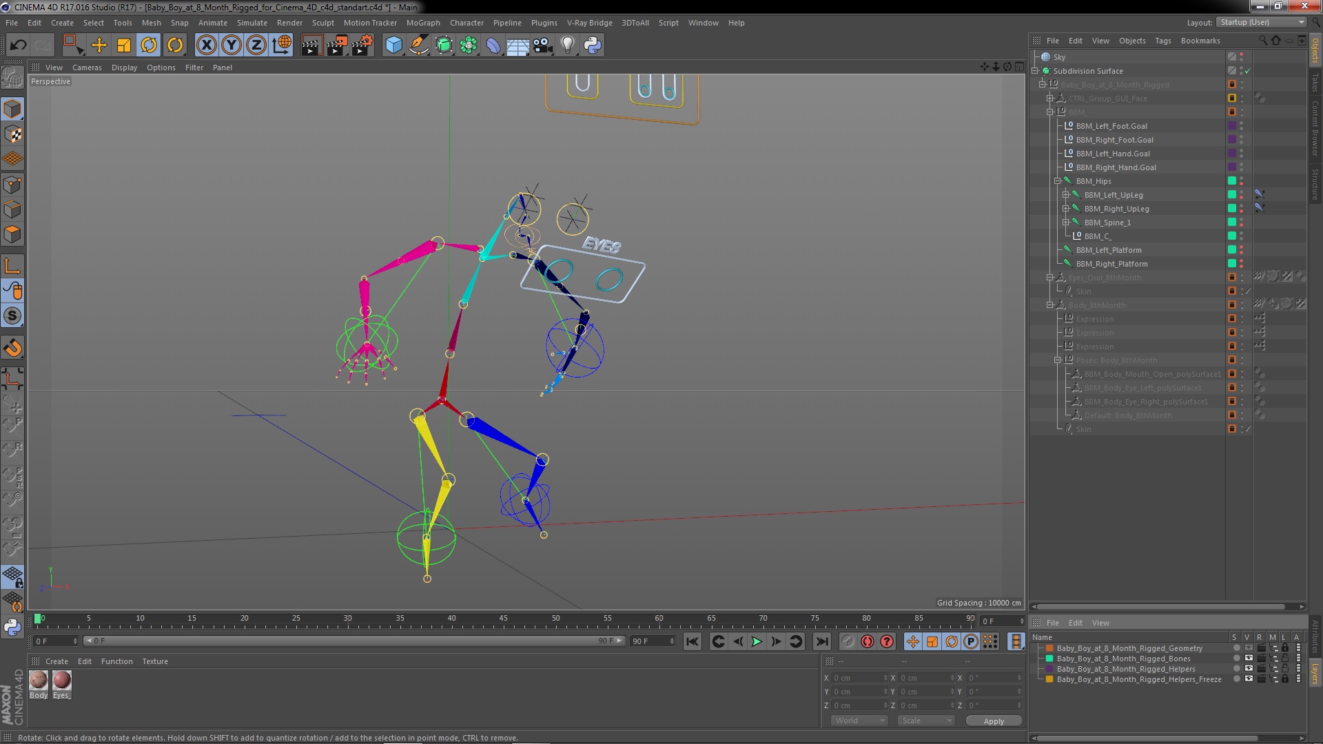 3D model Baby Boy at 8 Month Rigged for Cinema 4D