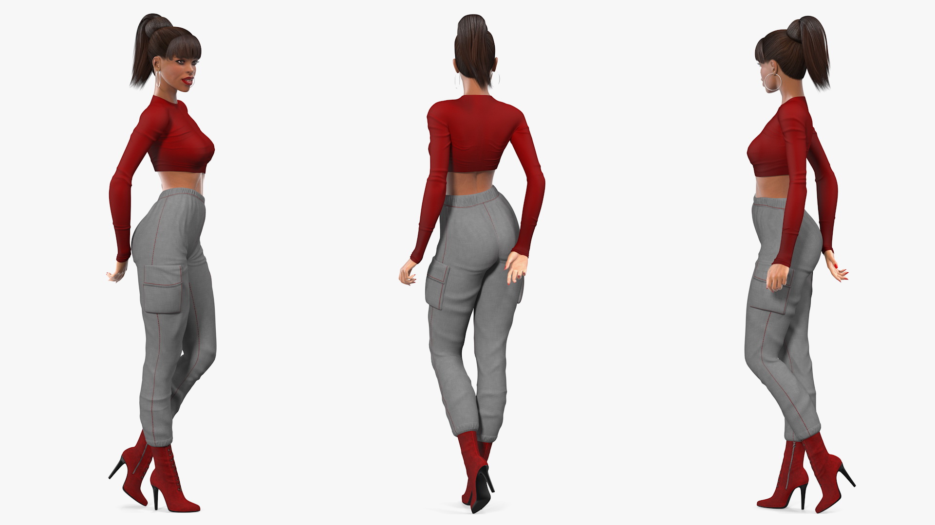 3D Light Skin City Style Woman Standing Pose