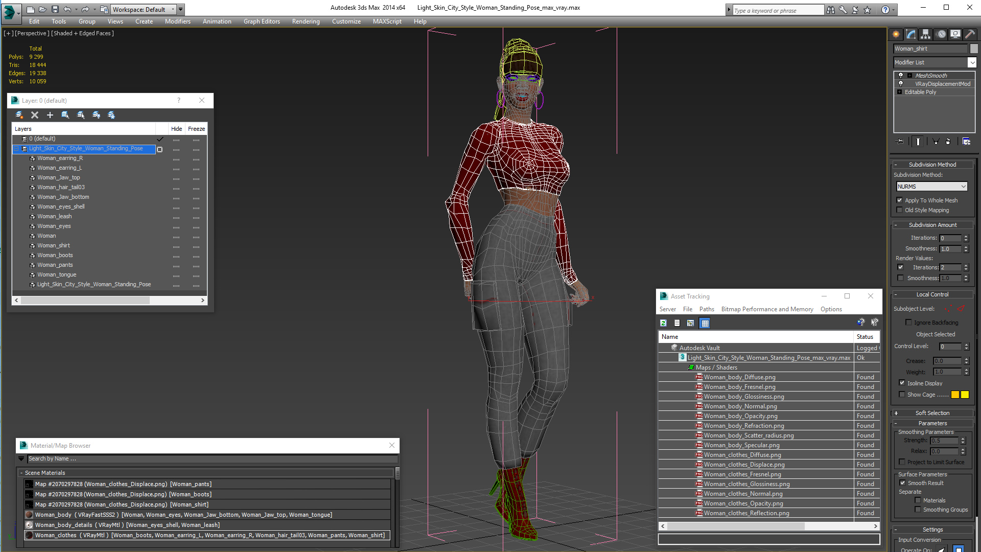 3D Light Skin City Style Woman Standing Pose