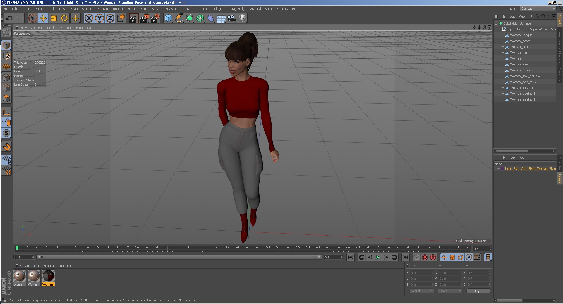 3D Light Skin City Style Woman Standing Pose