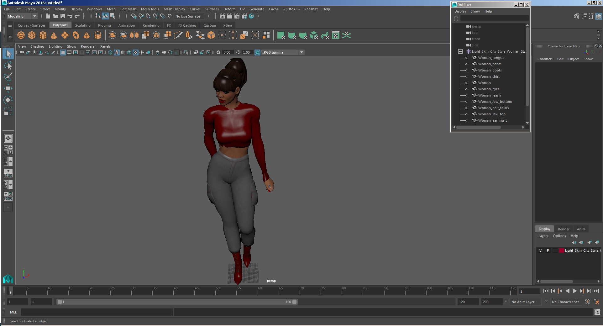3D Light Skin City Style Woman Standing Pose