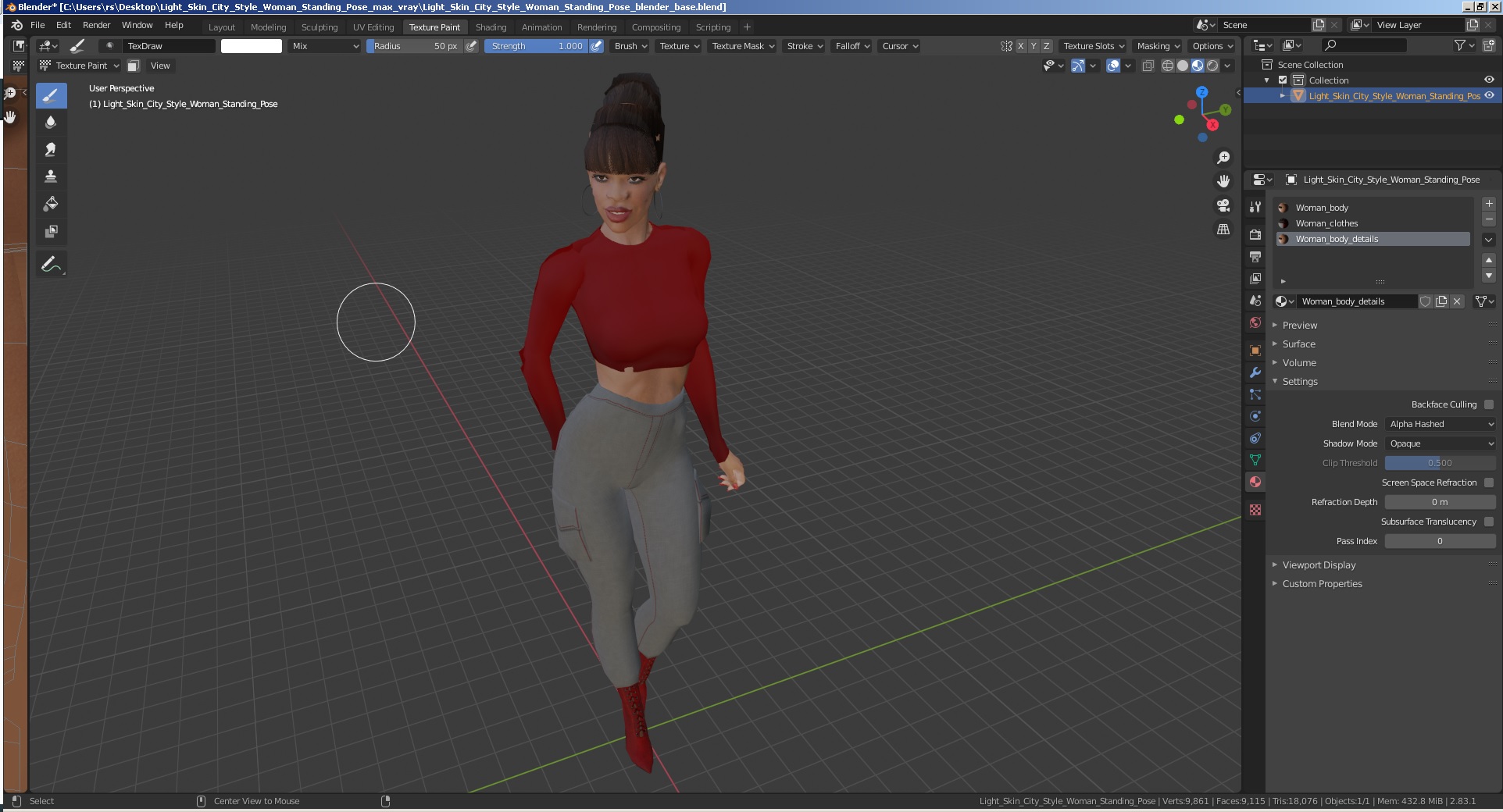 3D Light Skin City Style Woman Standing Pose