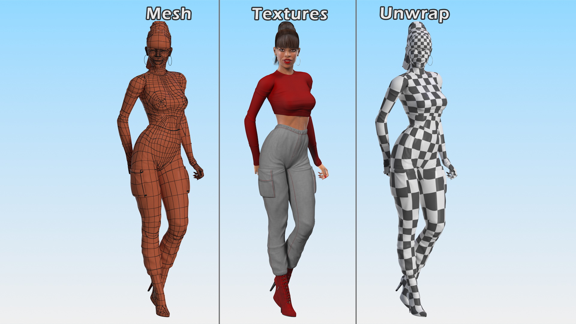 3D Light Skin City Style Woman Standing Pose