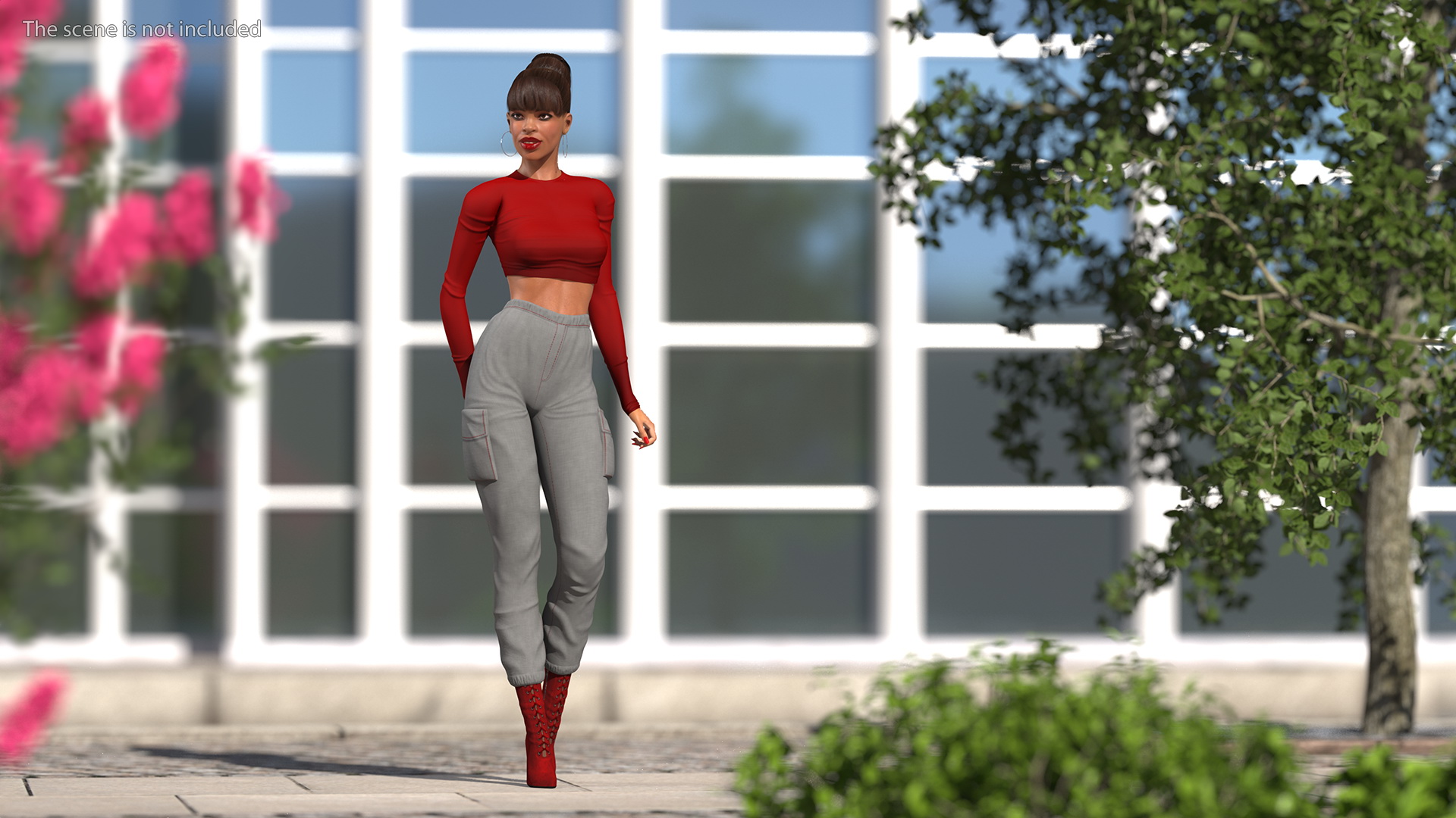 3D Light Skin City Style Woman Standing Pose