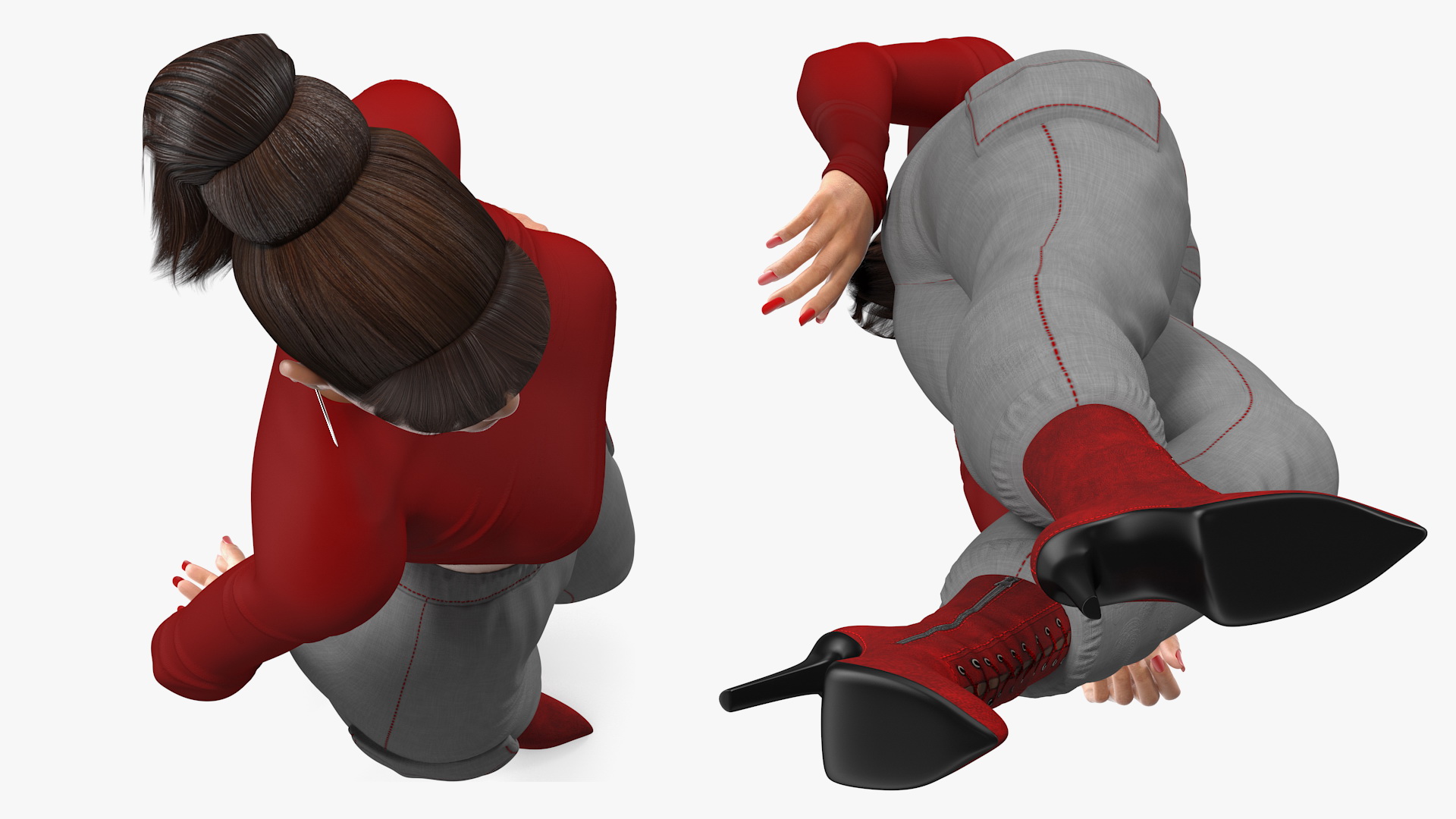 3D Light Skin City Style Woman Standing Pose