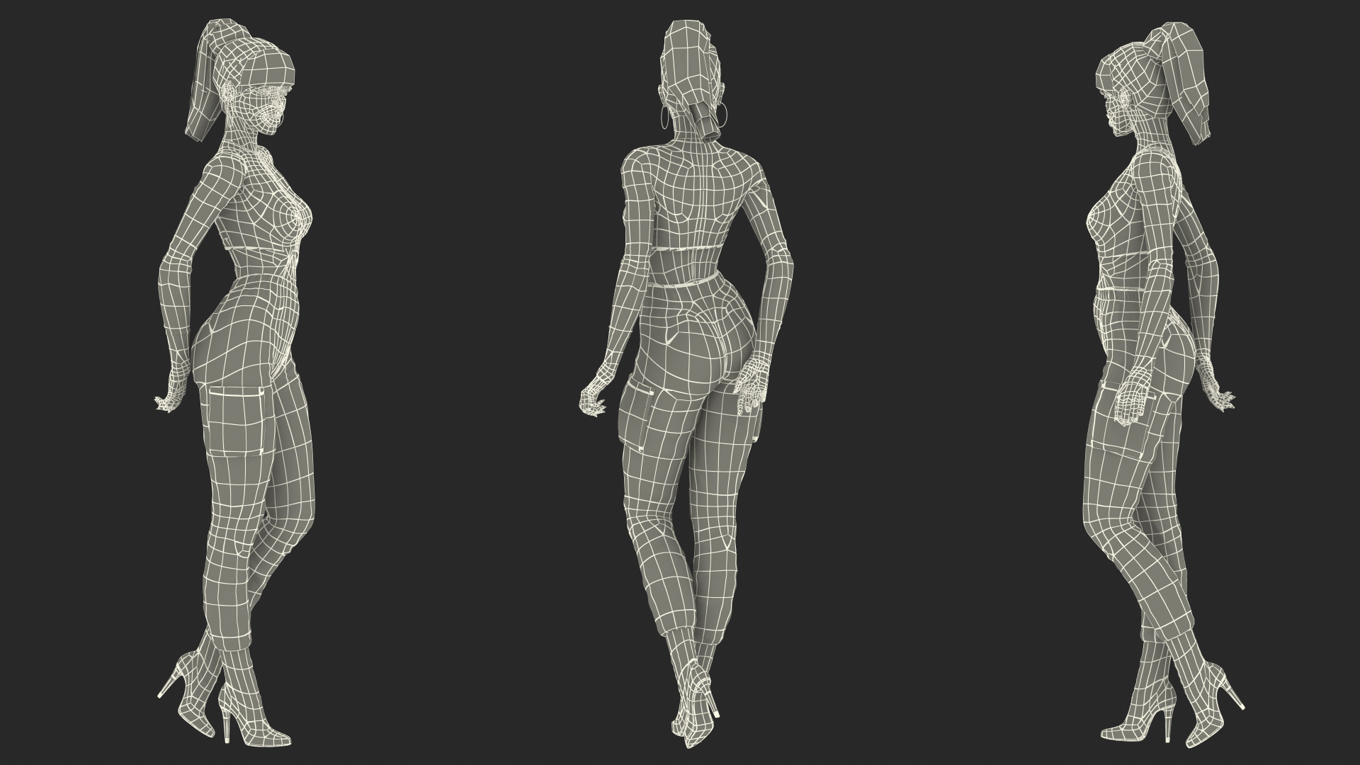 3D Light Skin City Style Woman Standing Pose