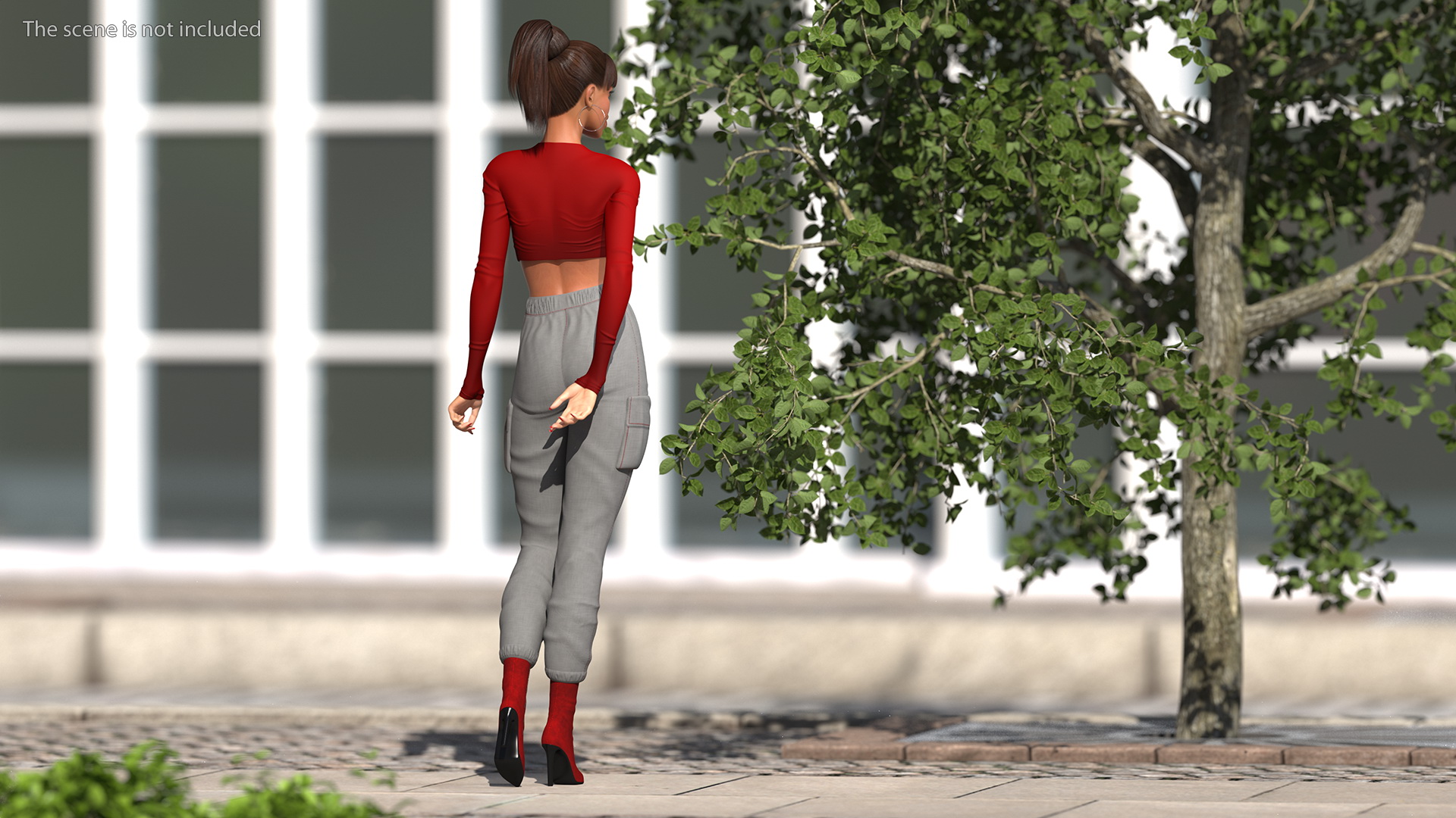 3D Light Skin City Style Woman Standing Pose