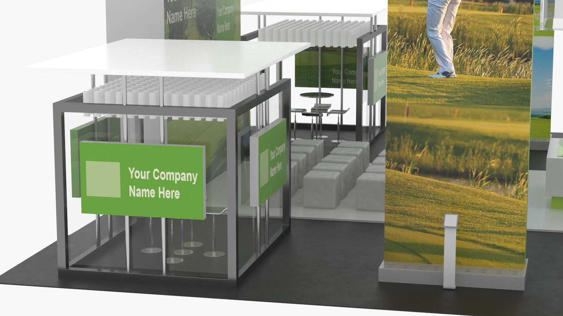 3D Trade Show Exhibition Booth Green model
