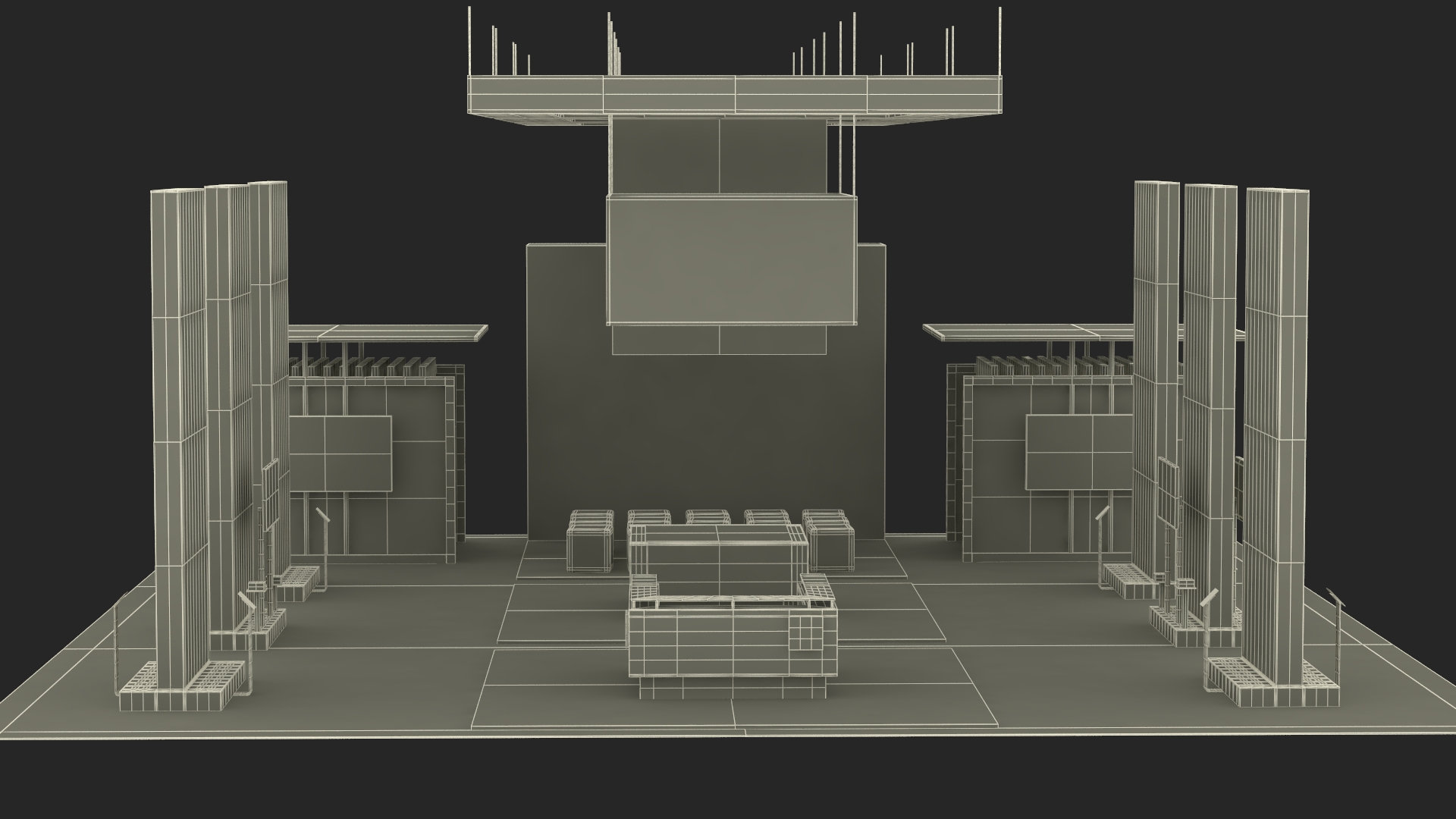 3D Trade Show Exhibition Booth Green model