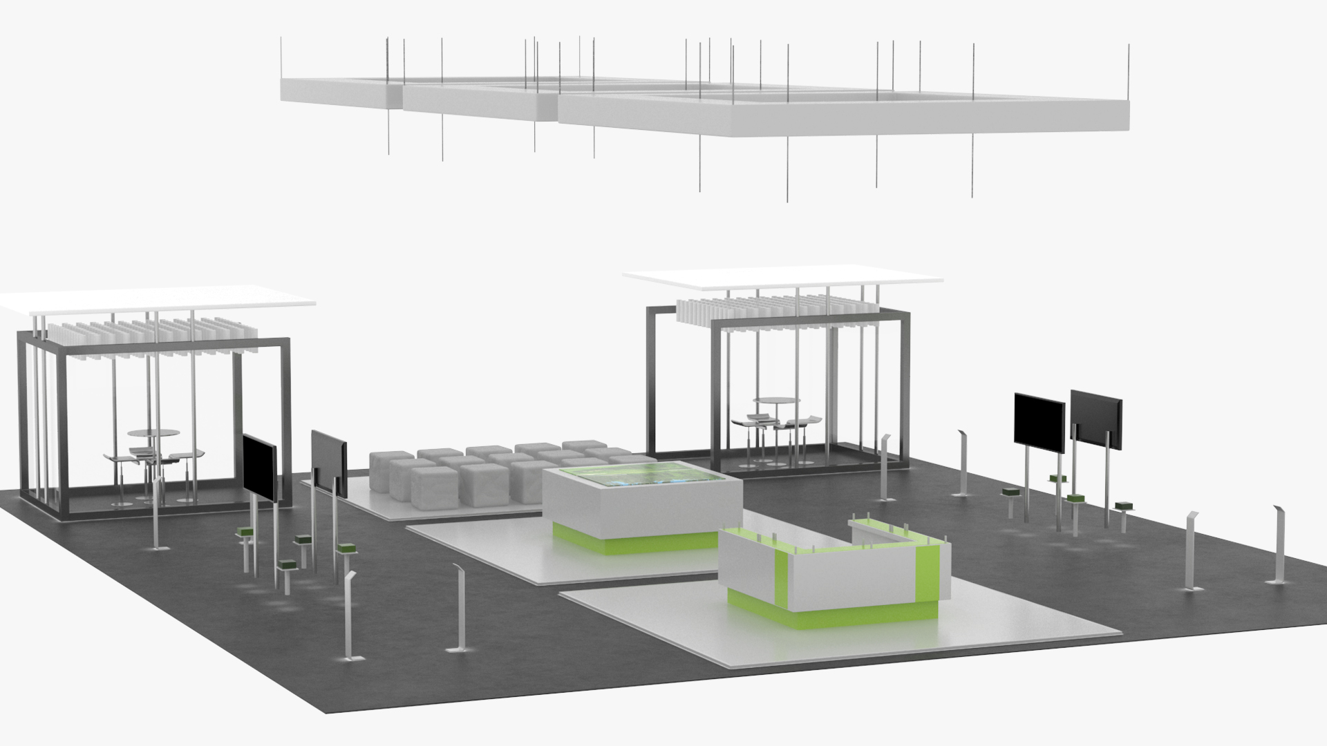 3D Trade Show Exhibition Booth Green model