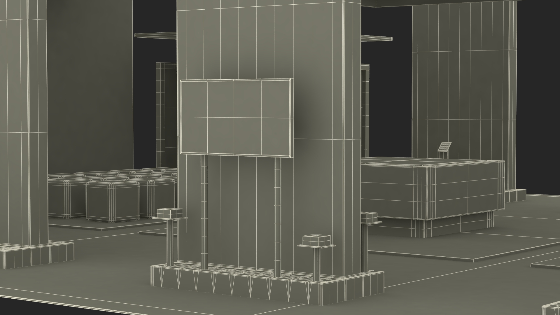 3D Trade Show Exhibition Booth Green model