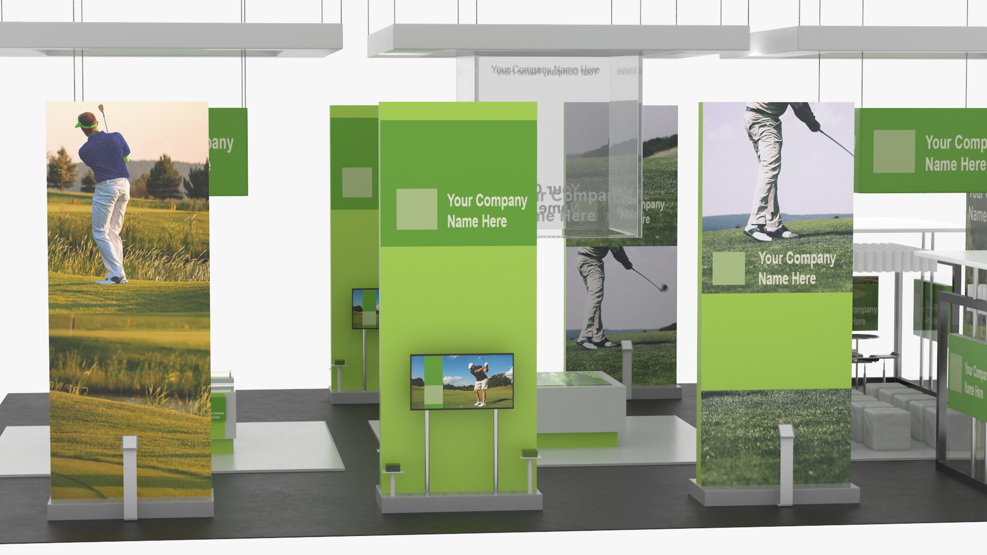3D Trade Show Exhibition Booth Green model