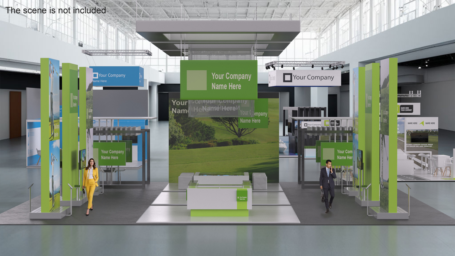 3D Trade Show Exhibition Booth Green model