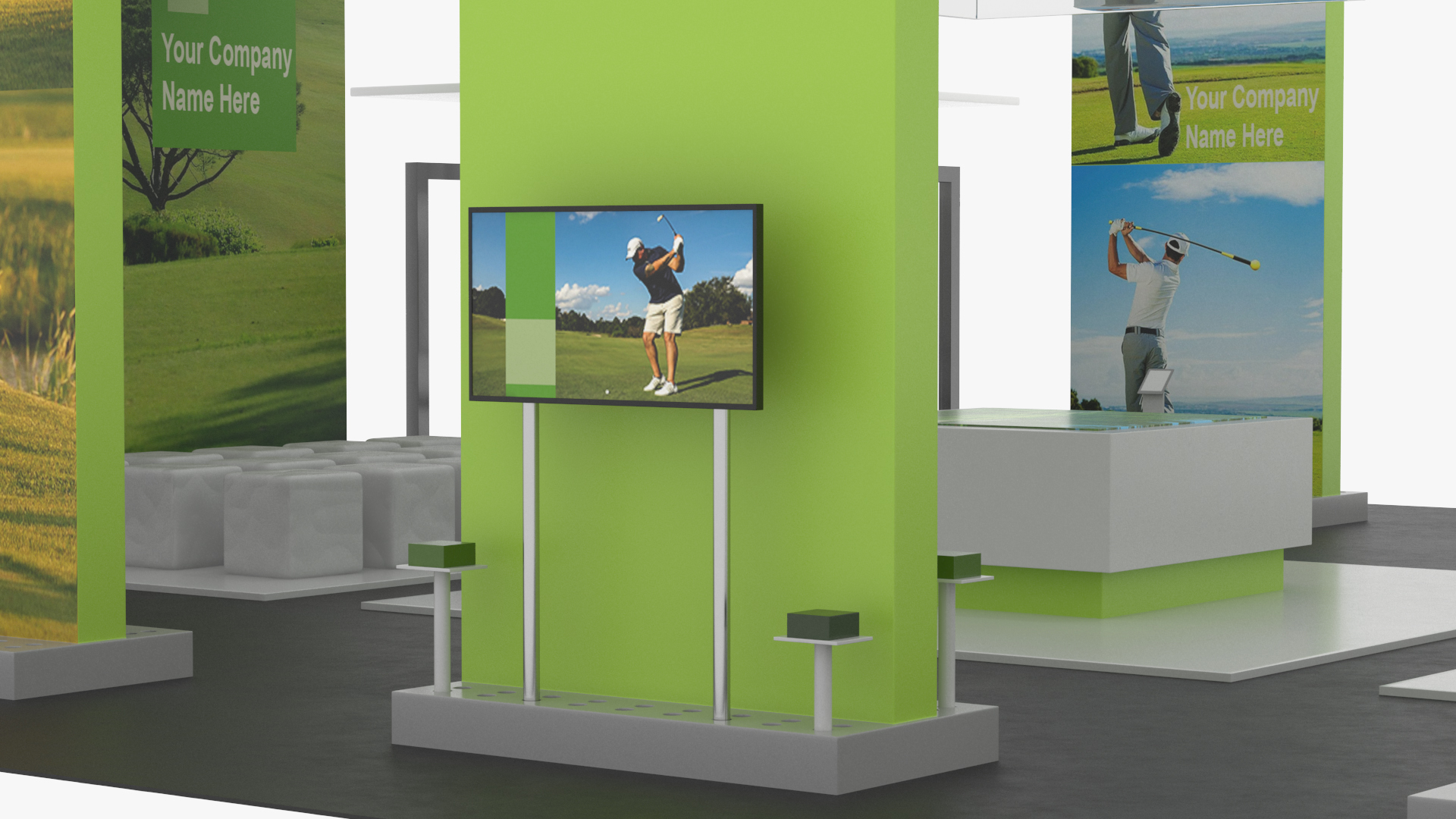 3D Trade Show Exhibition Booth Green model