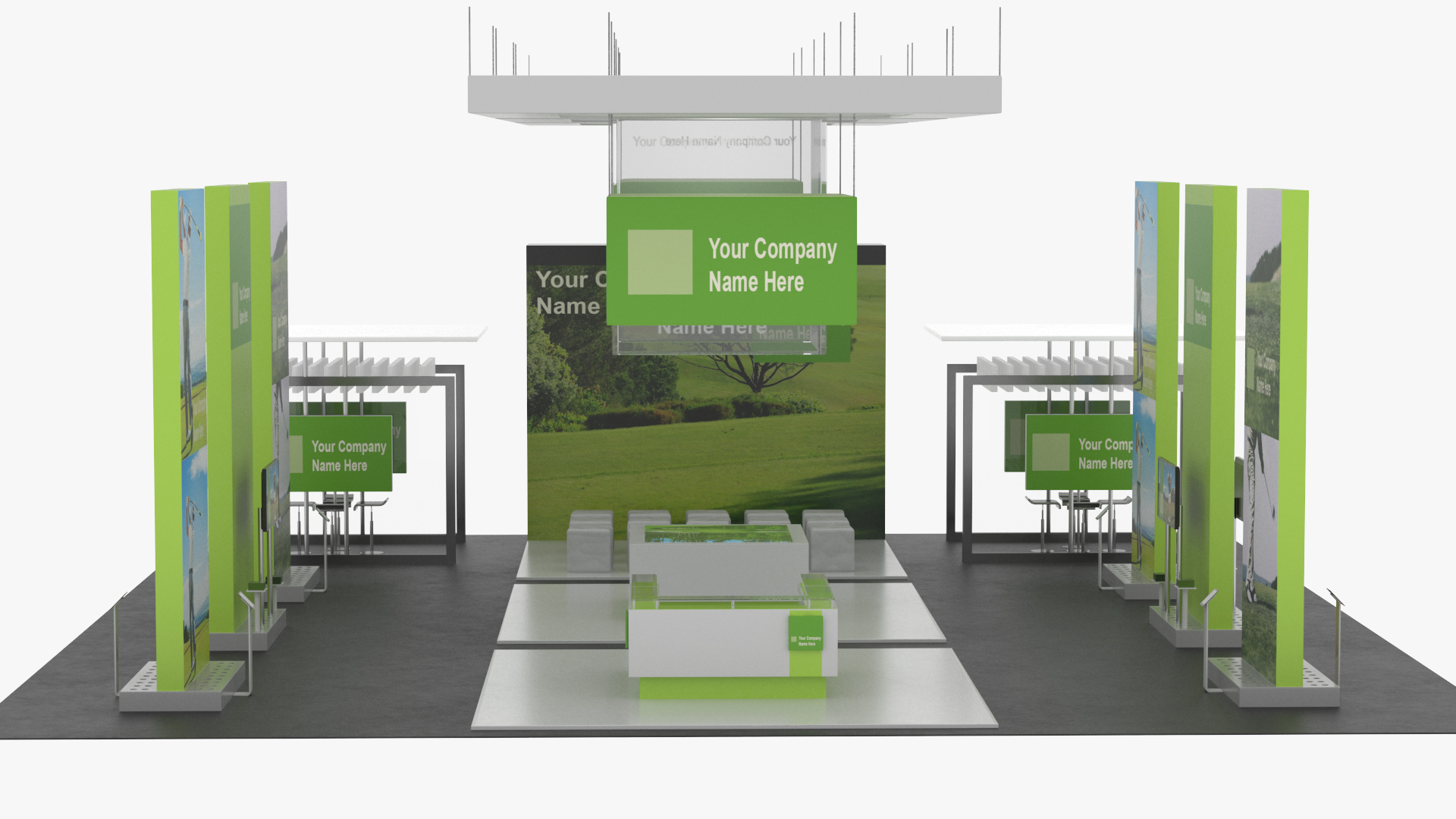3D Trade Show Exhibition Booth Green model