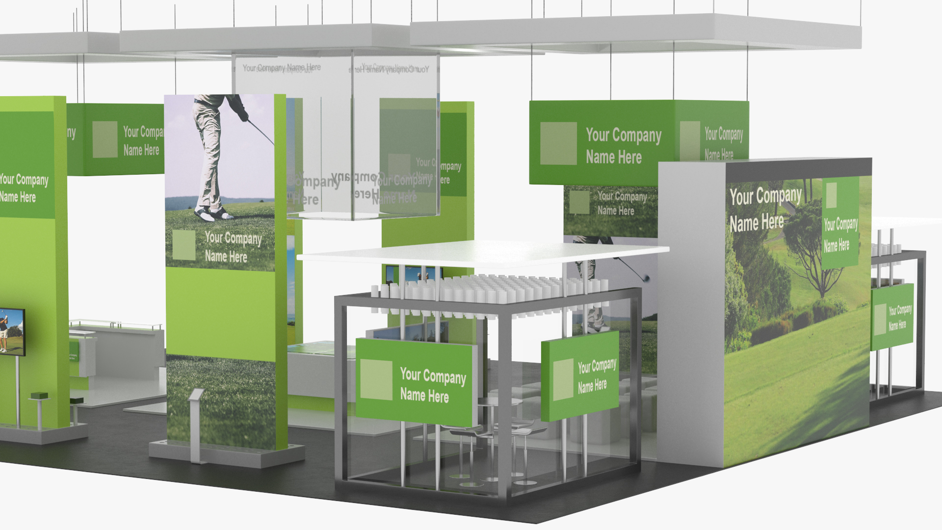 3D Trade Show Exhibition Booth Green model