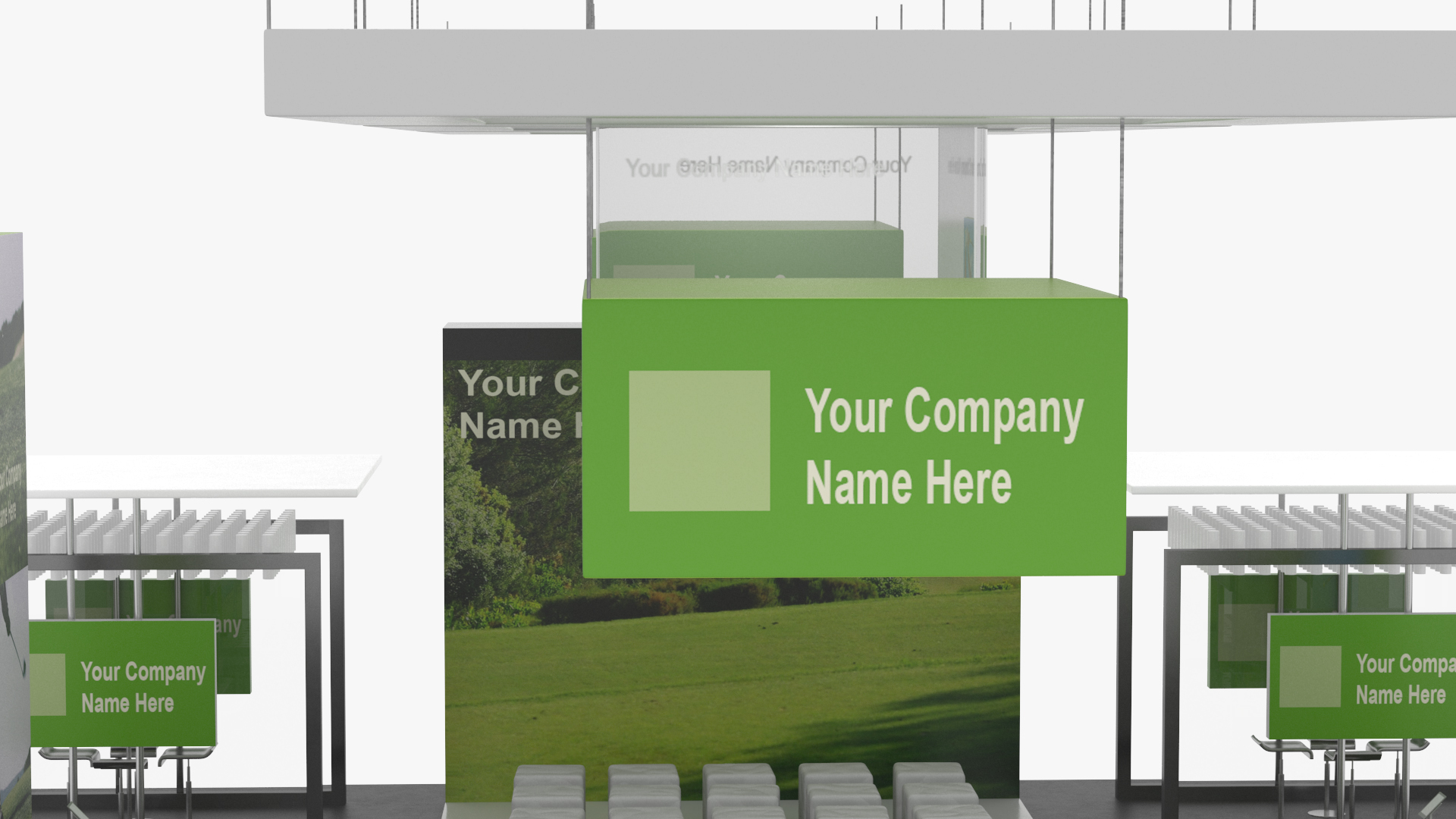 3D Trade Show Exhibition Booth Green model