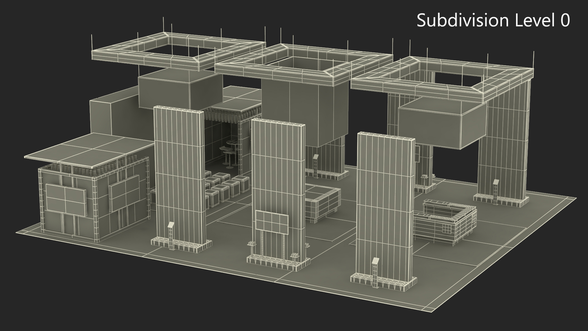 3D Trade Show Exhibition Booth Green model
