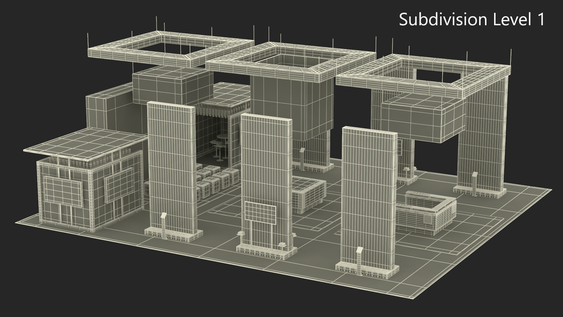 3D Trade Show Exhibition Booth Green model