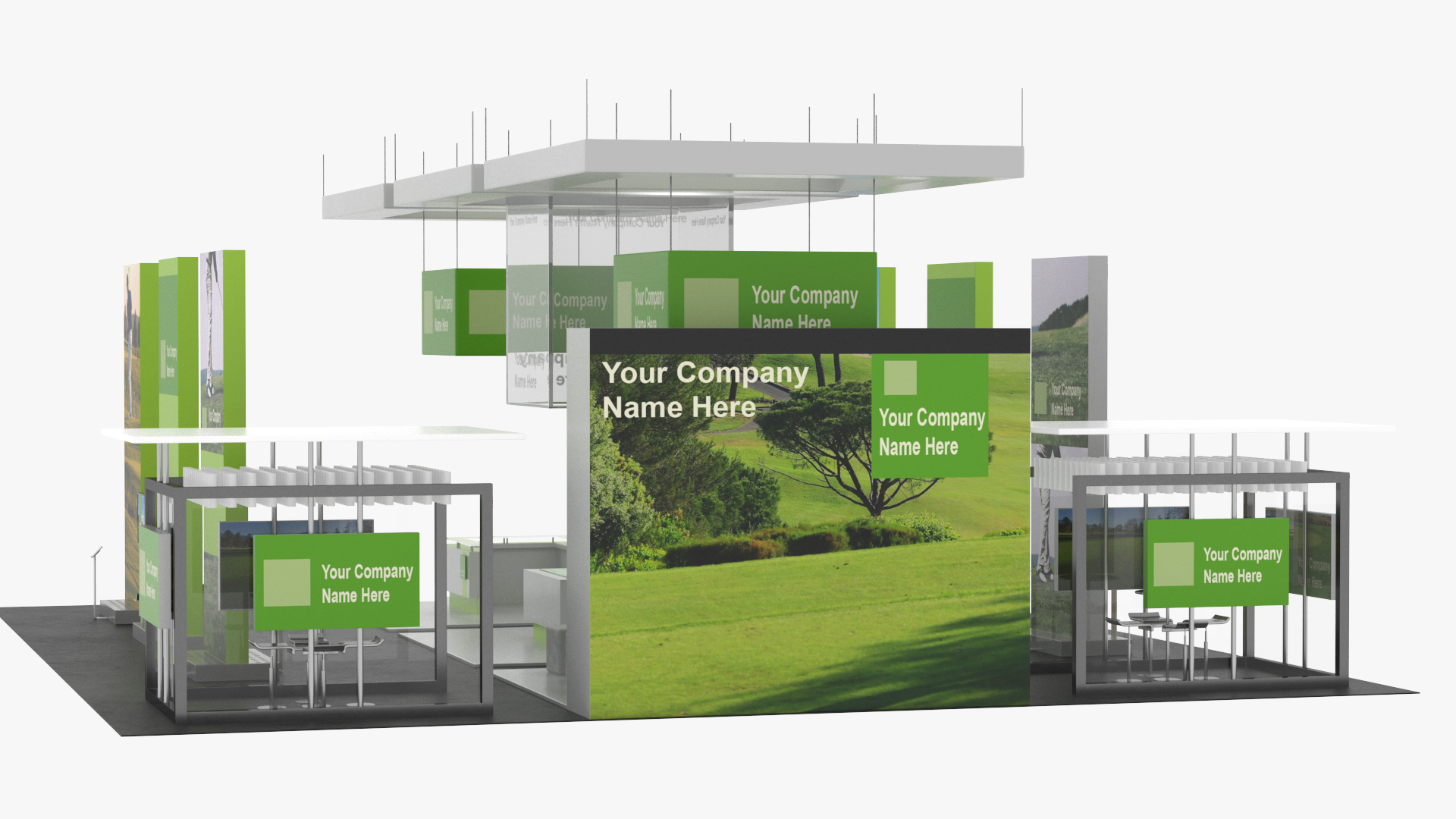 3D Trade Show Exhibition Booth Green model