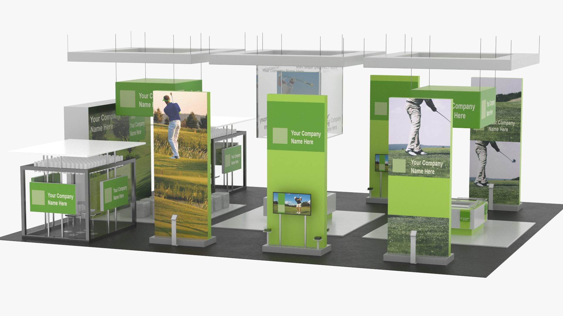3D Trade Show Exhibition Booth Green model