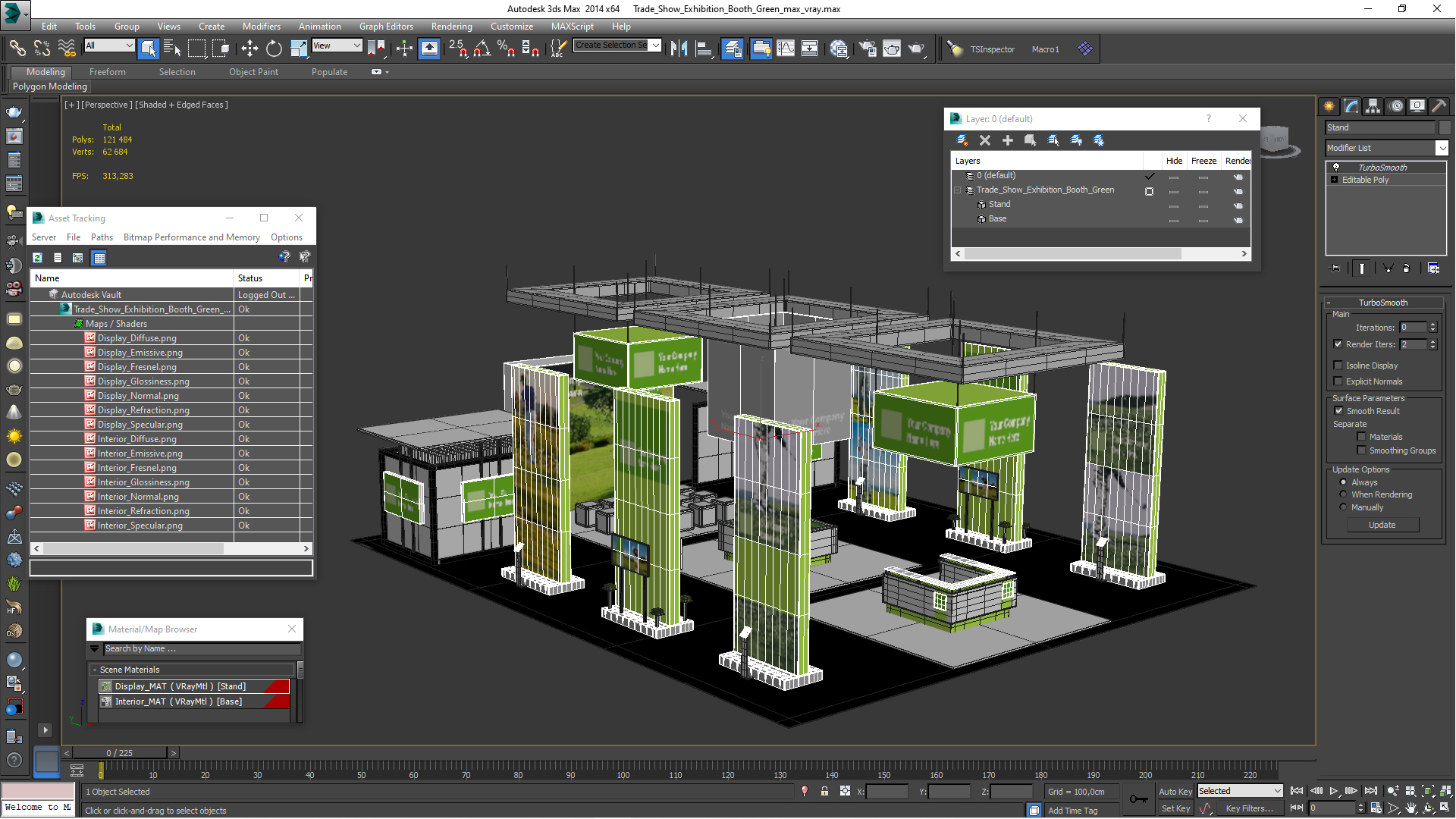 3D Trade Show Exhibition Booth Green model