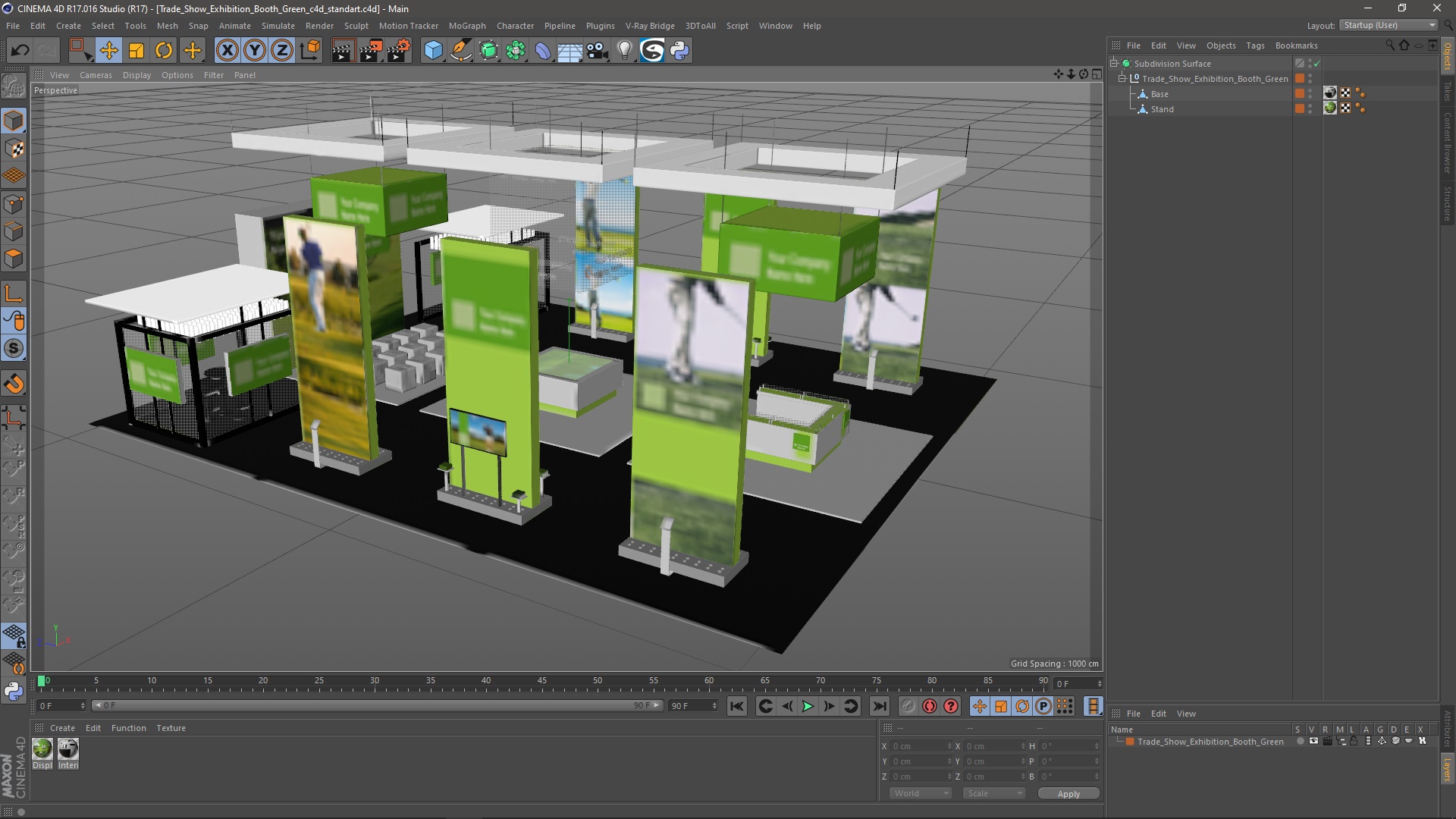 3D Trade Show Exhibition Booth Green model