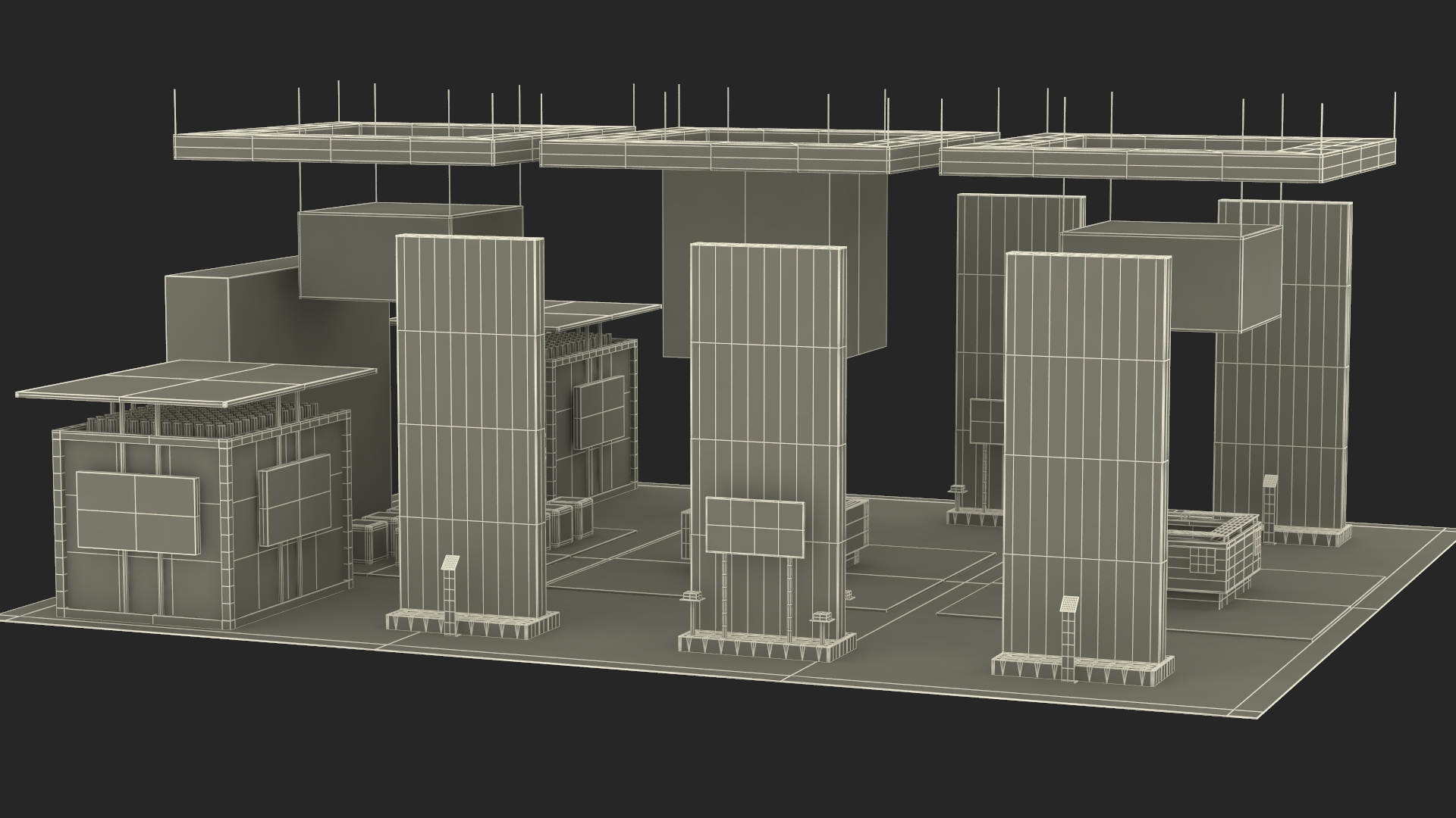 3D Trade Show Exhibition Booth Green model