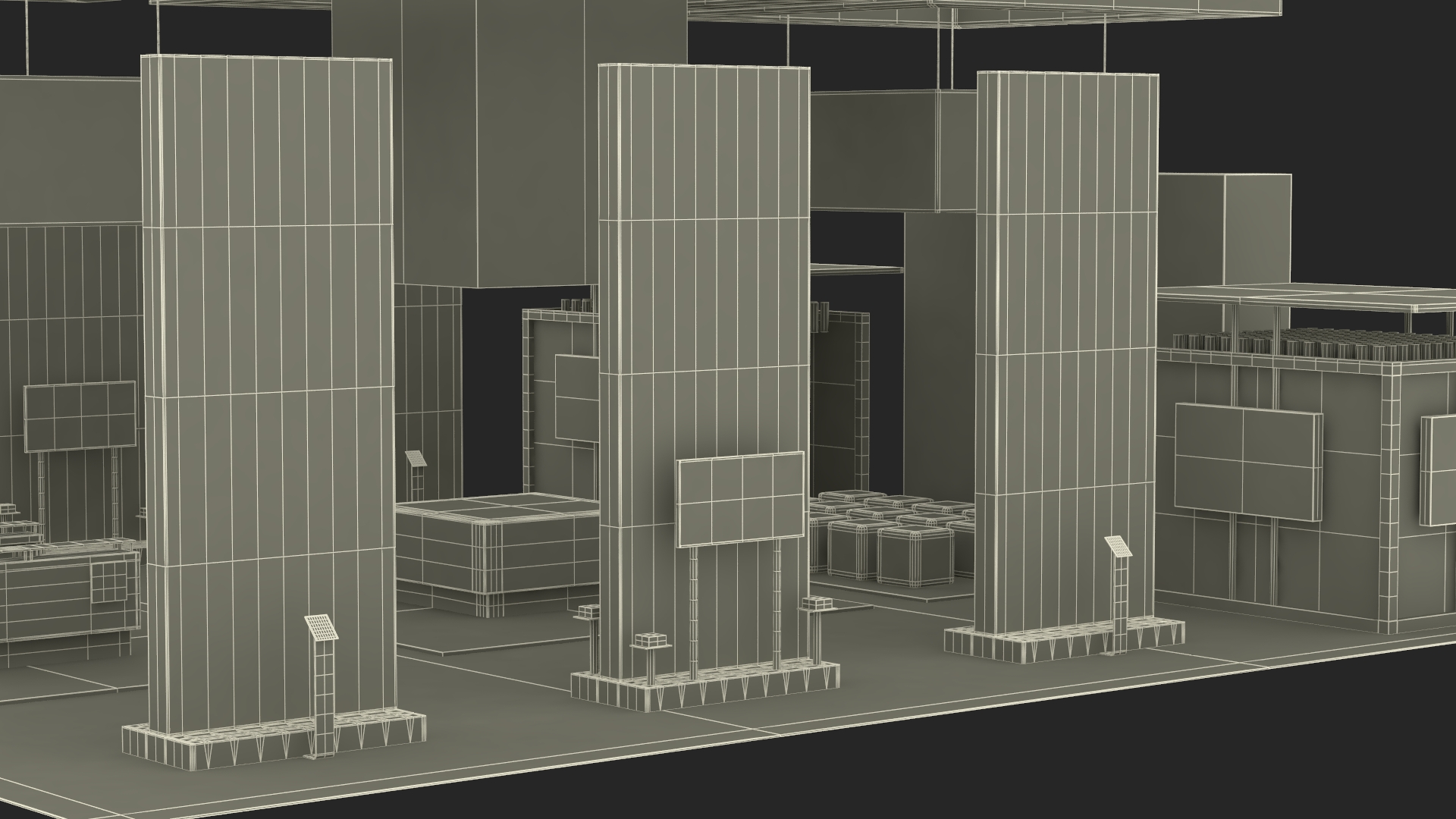 3D Trade Show Exhibition Booth Green model