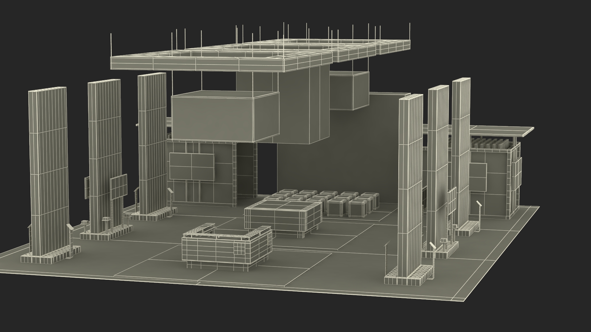 3D Trade Show Exhibition Booth Green model