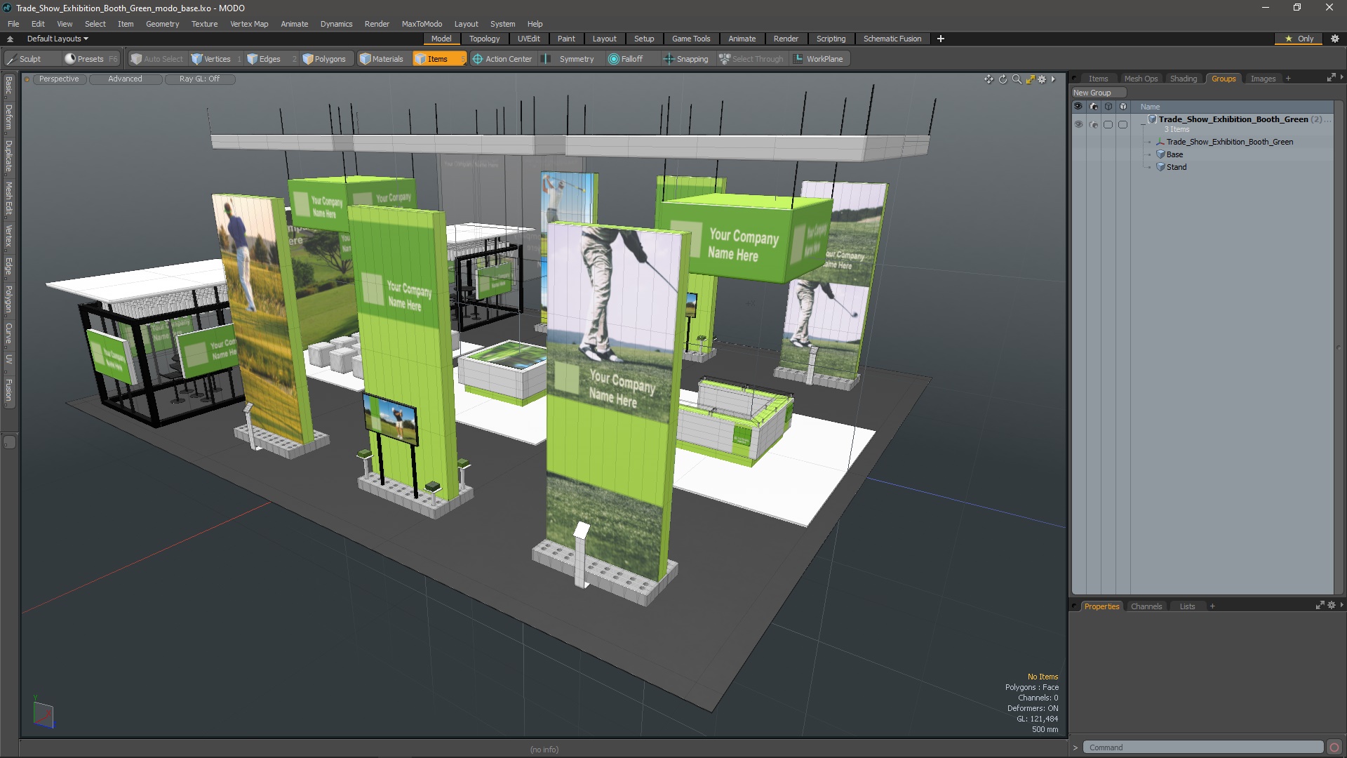 3D Trade Show Exhibition Booth Green model
