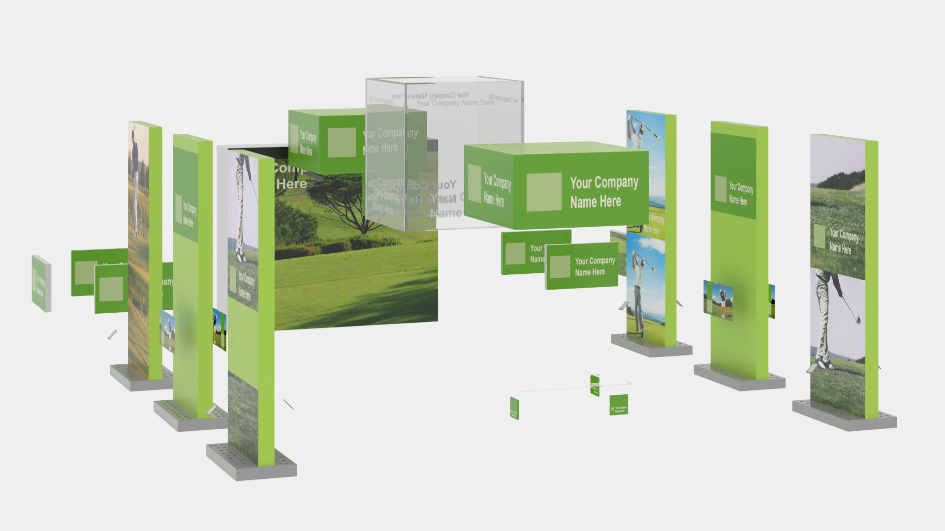 3D Trade Show Exhibition Booth Green model