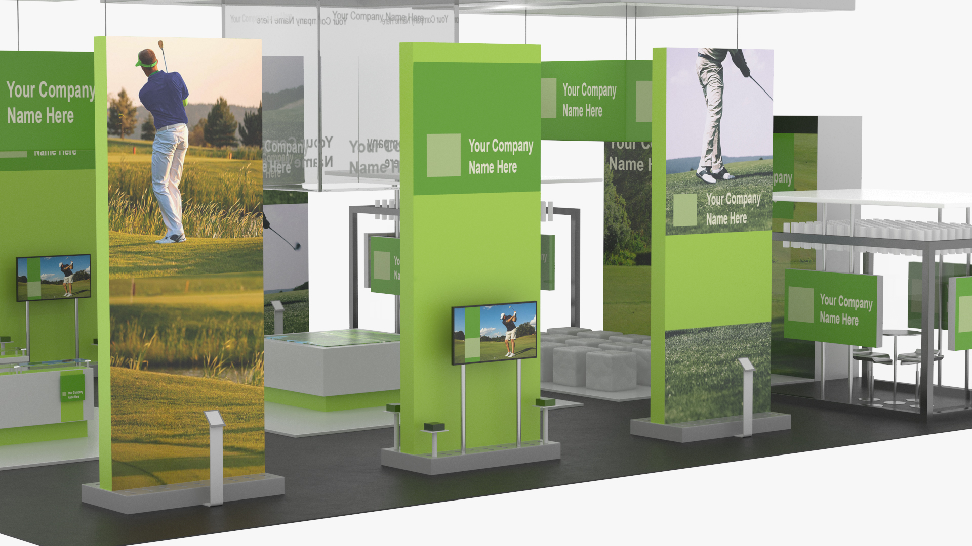 3D Trade Show Exhibition Booth Green model