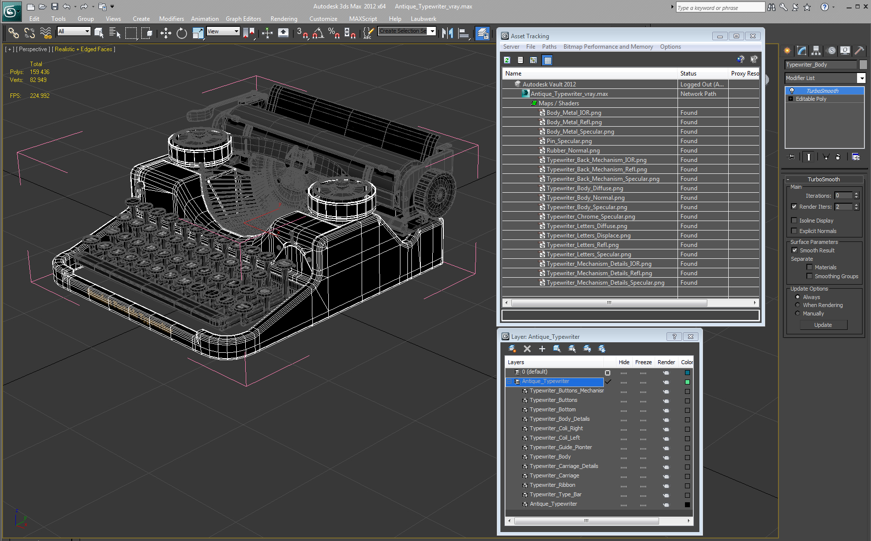 3D Antique Typewriter model