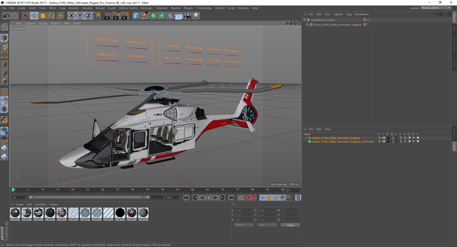 3D Airbus H160 Utility Helicopter Rigged for Cinema 4D