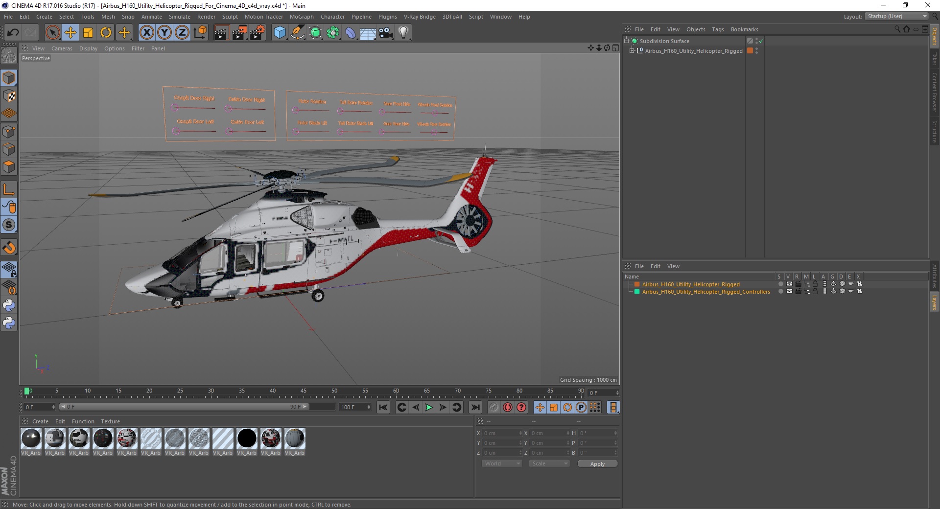 3D Airbus H160 Utility Helicopter Rigged for Cinema 4D