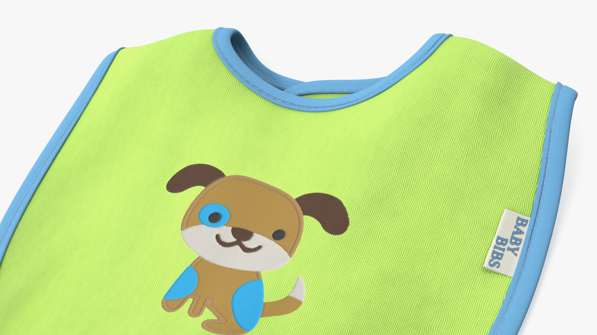 3D Green Baby Bib with Dog model