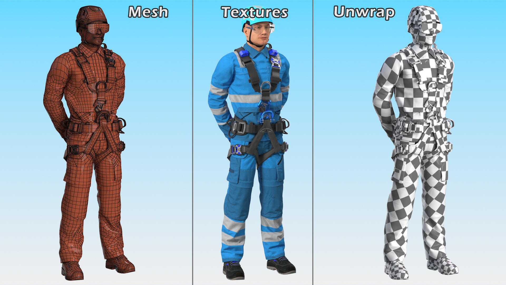 High Altitude Alpinist Worker Waiting Pose 3D