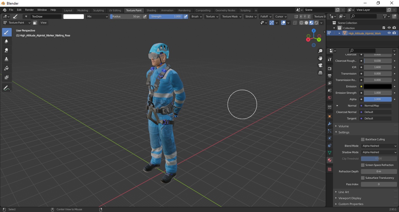 High Altitude Alpinist Worker Waiting Pose 3D