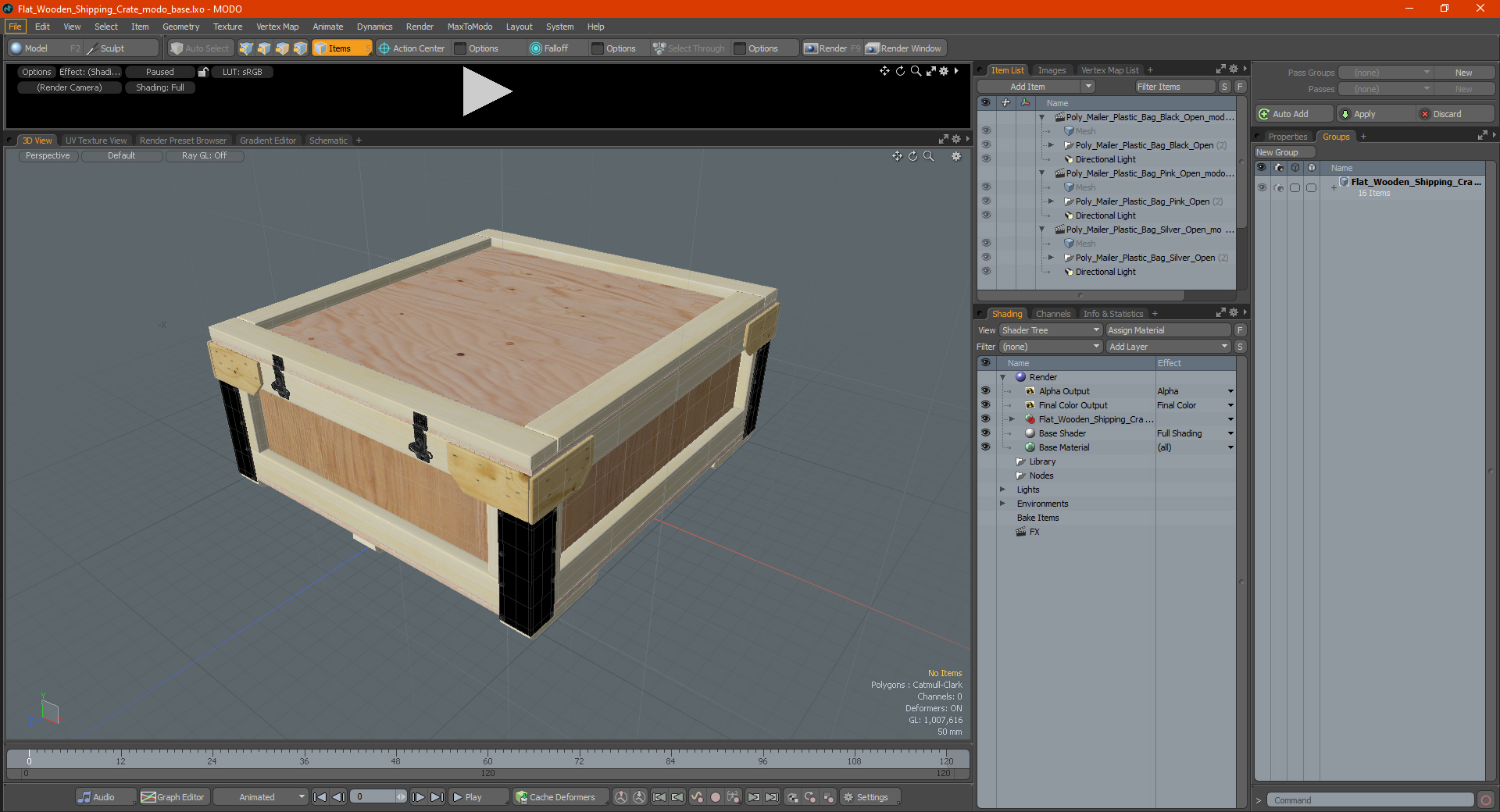 3D Flat Wooden Shipping Crate