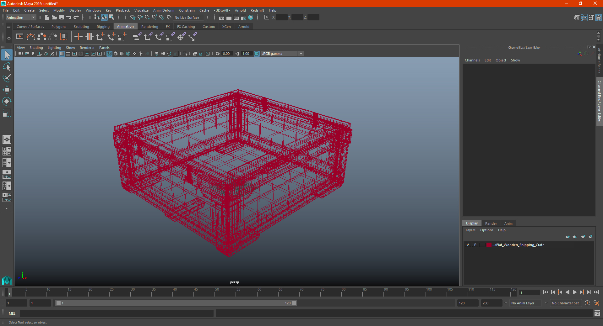 3D Flat Wooden Shipping Crate