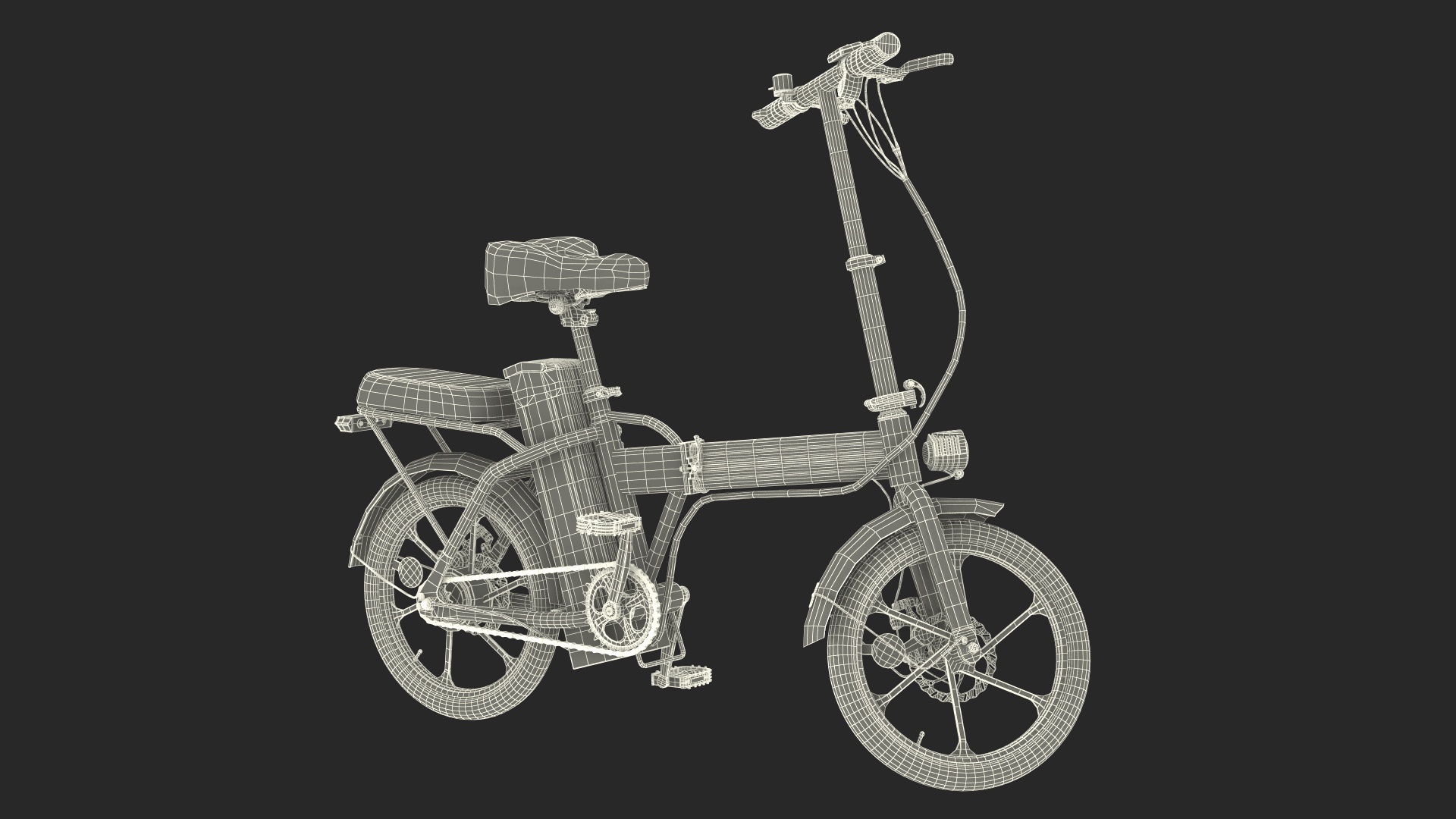 3D Electric Foldable E-Bicycle Colorway White Rigged for Maya model
