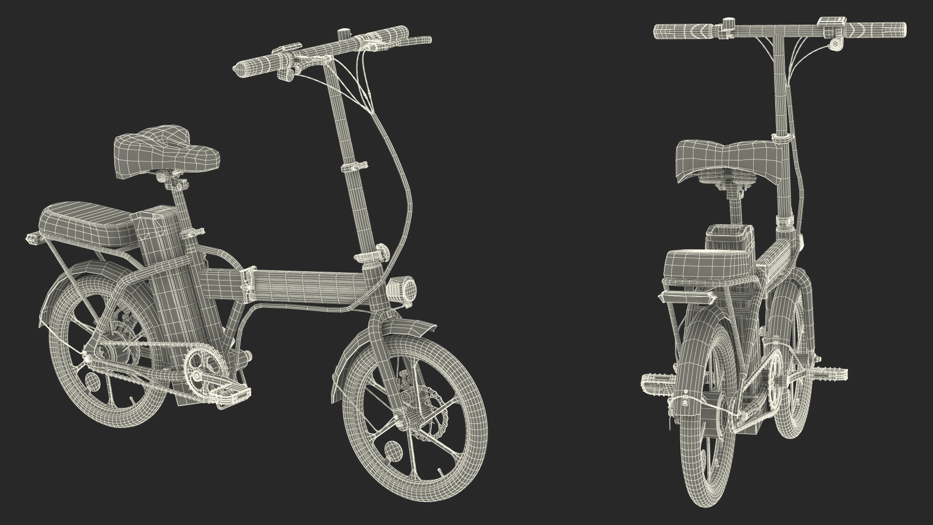 3D Electric Foldable E-Bicycle Colorway White Rigged for Maya model