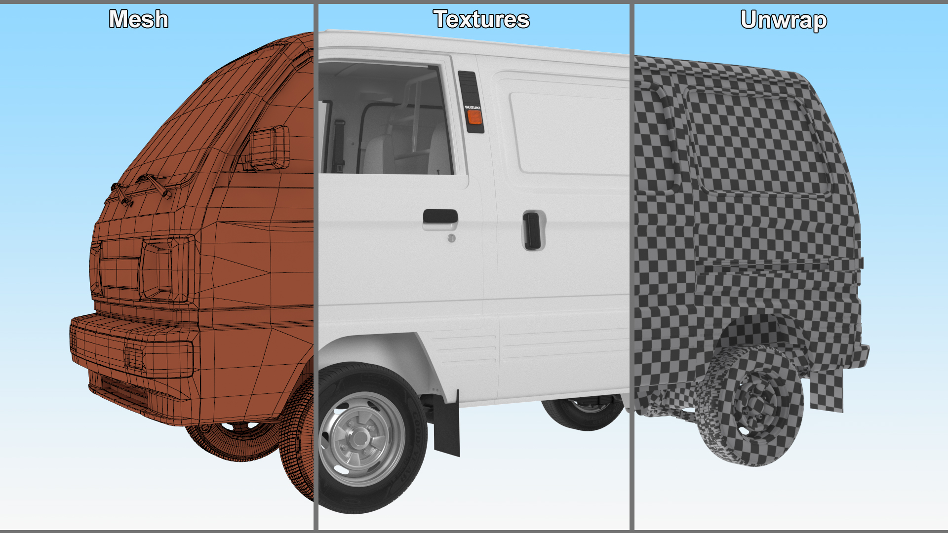 3D model Suzuki Super Carry Van White Rigged