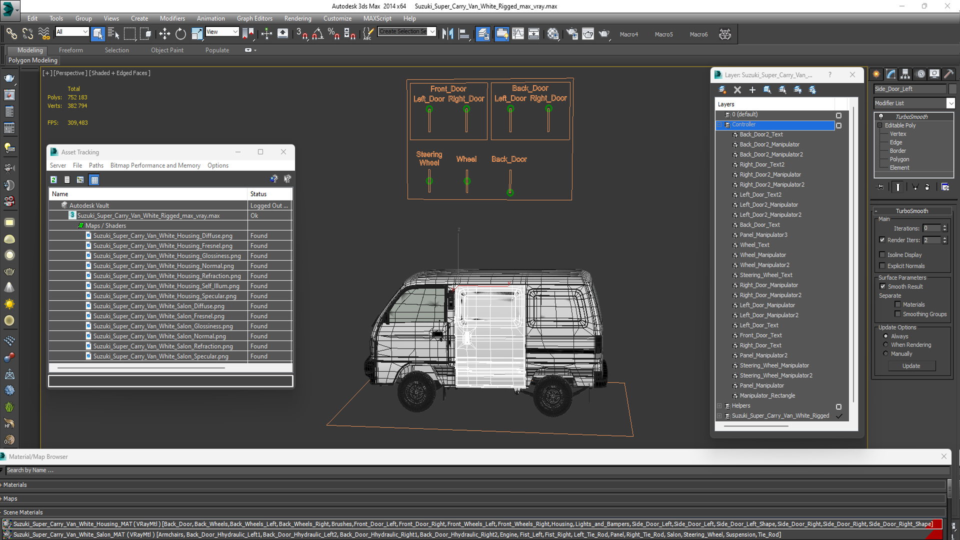 3D model Suzuki Super Carry Van White Rigged