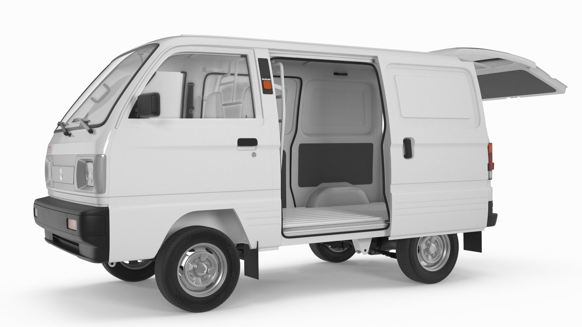 3D model Suzuki Super Carry Van White Rigged